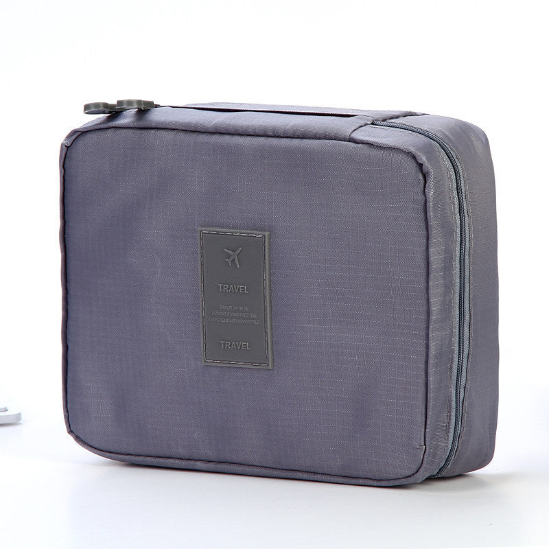 Shopi Vella waterproof cosmetic organizer with pockets in gray for bathroom storage and travel
