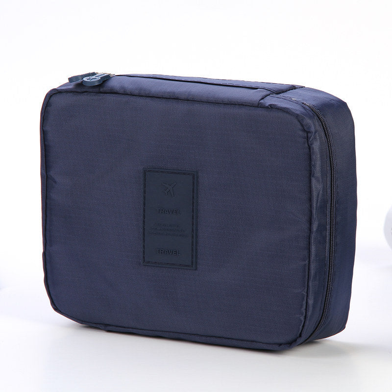 Shopi Vella waterproof cosmetic organizer with pockets in navy blue for bathroom storage