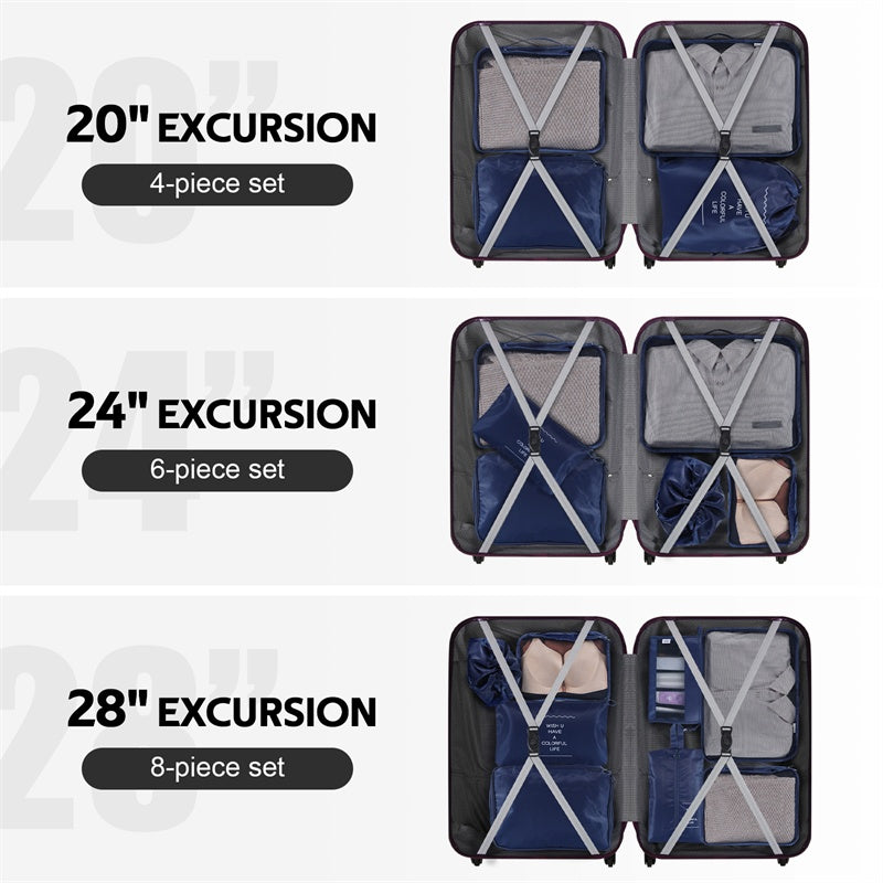 Shopi Vella waterproof travel storage organizer sets in 4, 6, and 8-piece options for efficient suitcase packing
