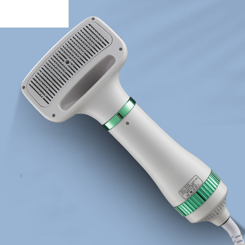 Shopi Vella dog grooming hair dryer with white body and green accents for home pet care