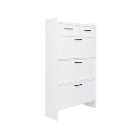 Shopi Vella white PVC shoe rack with drawers featuring multiple compartments for organized shoe storage