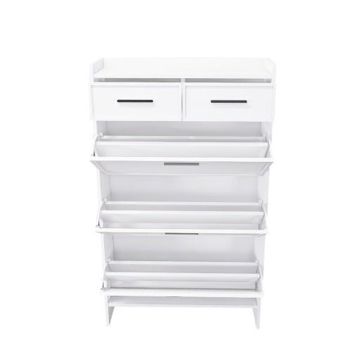 Shopi Vella white PVC shoe rack with drawers and multiple compartments for organized storage