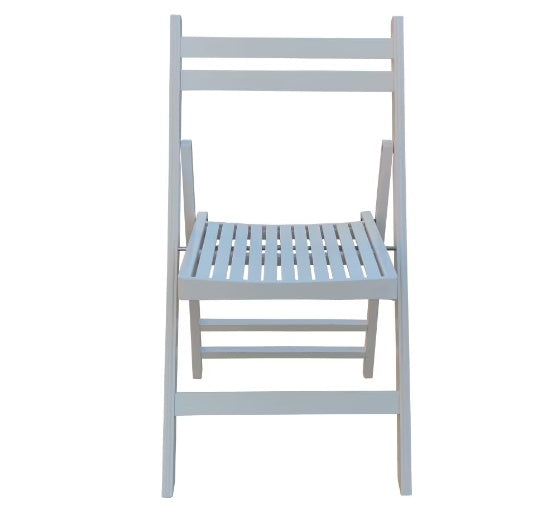 Shopi Vella white slatted wood folding chairs with simple design and sturdy construction