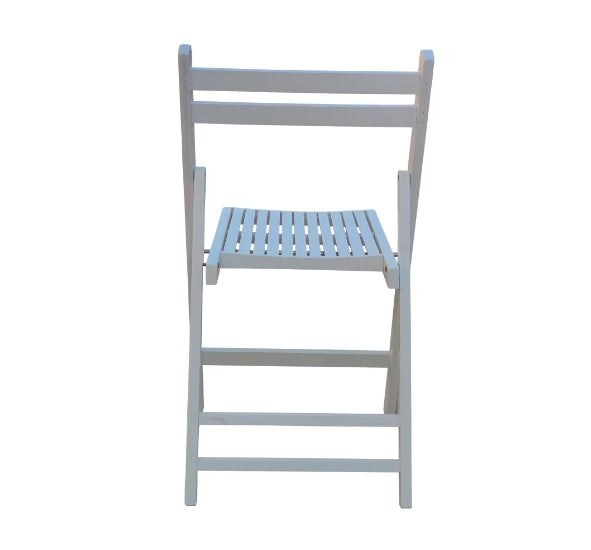 Shopi Vella slatted wood folding chairs in white with a simple, classic design