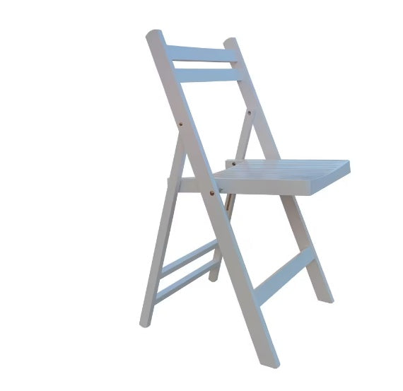 Shopi Vella white slatted wood folding chairs with sturdy frame and compact design for easy storage