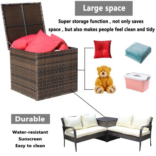 Shopi Vella wicker patio storage box with large space for cushions toys and blankets