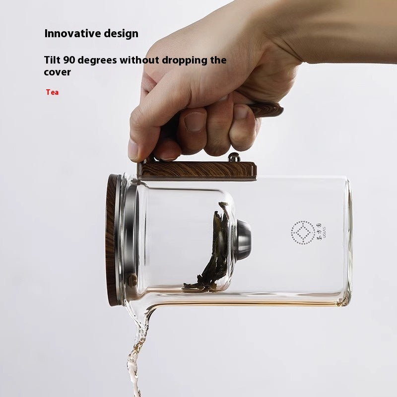Shopi Vella wood handle tea separation pot tilted pouring tea with innovative design