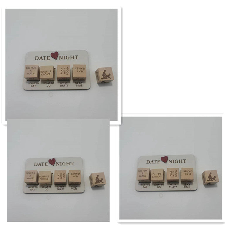 Shopi Vella wooden date night dice game with wooden dice and date night activity card