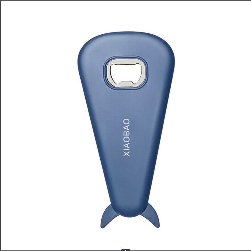 Shopi Vella rust proof jar and can opener in blue kitchen storage tool with ergonomic design