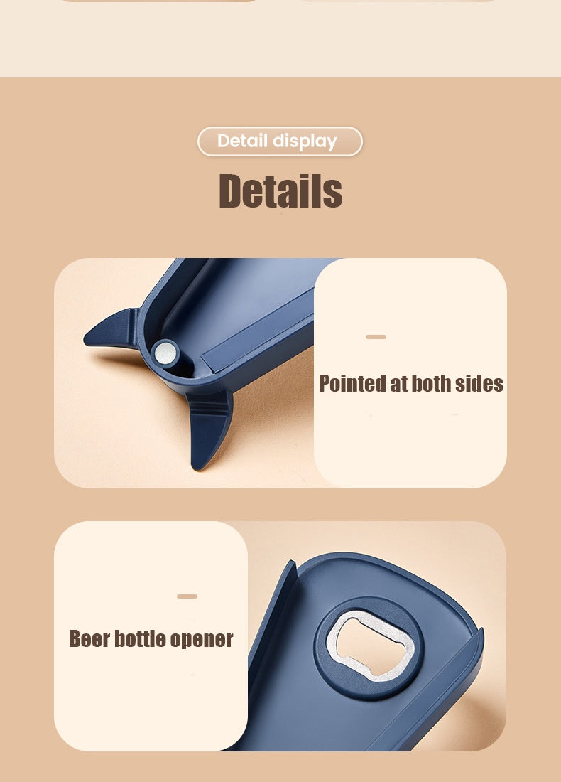 Shopi Vella rust proof jar and can opener with pointed edges and built-in beer bottle opener