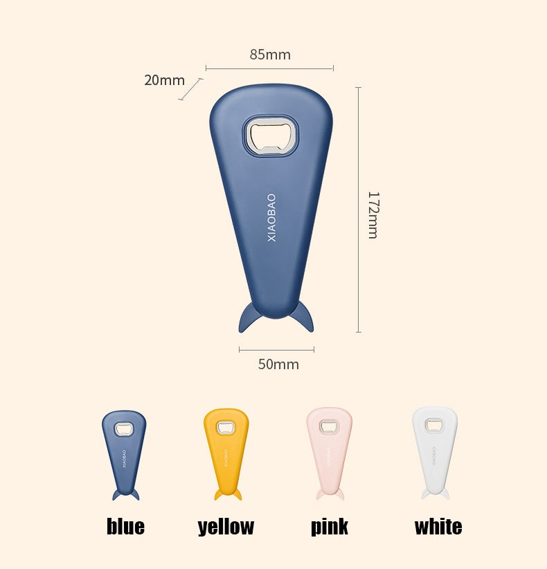 Shopi Vella rust proof jar and can opener in blue yellow pink and white with compact design