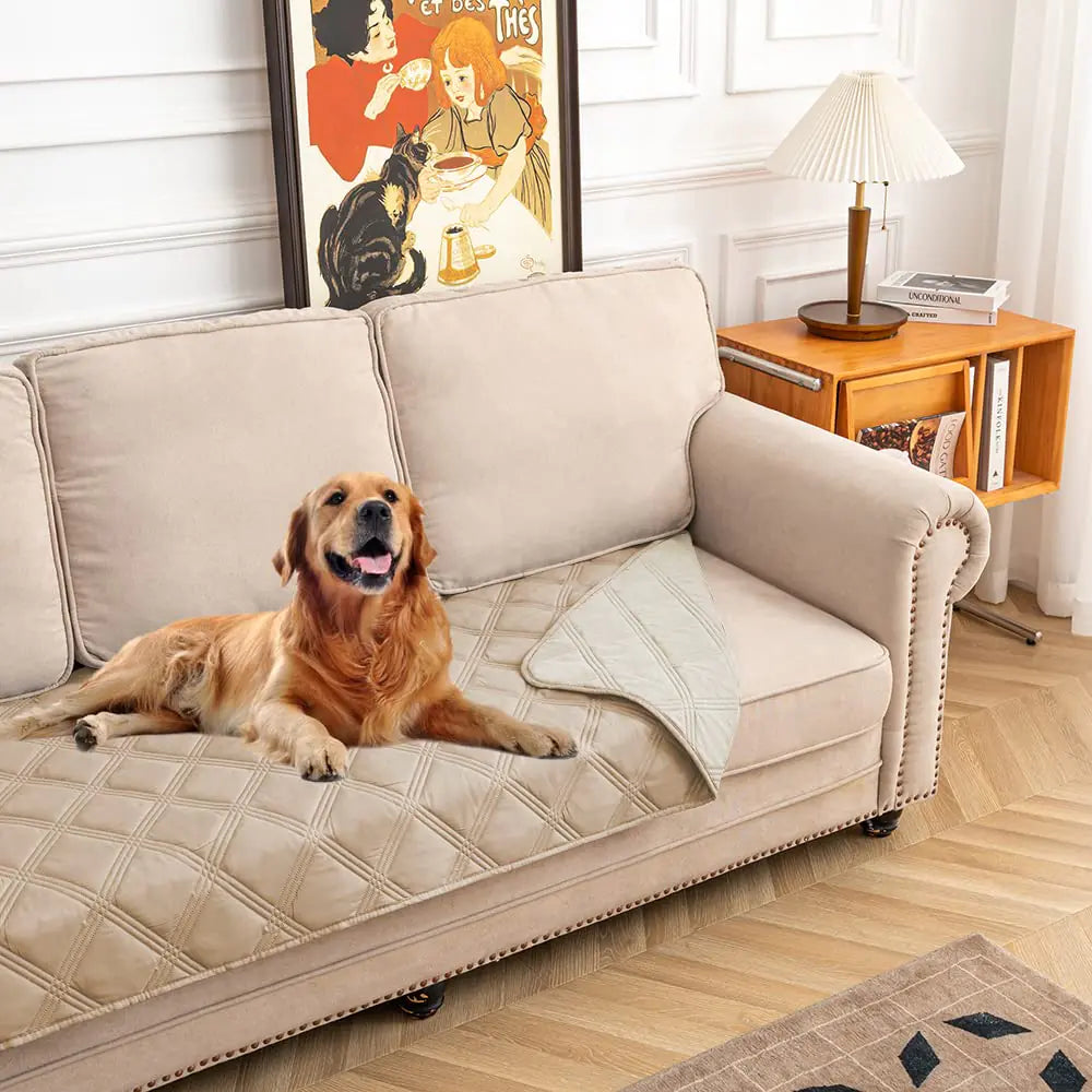 SUNNYTEX Reversible Dog Bed Cover Sofa & Couch Protector Blanket for Pets - Waterproof Mattress Protector (30"x70" Beige/Cream)