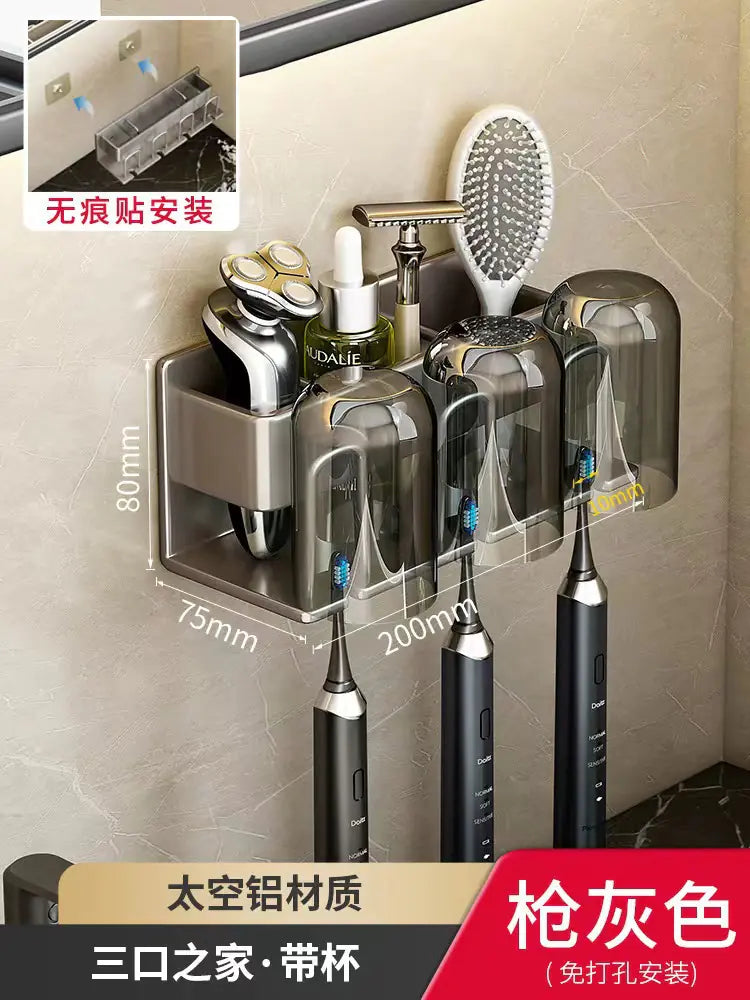 Shopi Vella Wall-Mounted Toothbrush Holder with Storage Cup