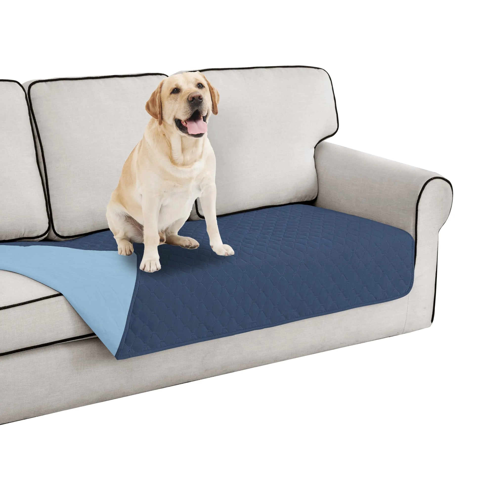 Easy-Going 100% Waterproof Dog Bed Cover Reversible Leak Proof Couch Cover Washable Sofa Cover Furniture Protector Blanket for Pets Kids Children Dog Cat (30x90 Inch Dark Blue/Light Blue)