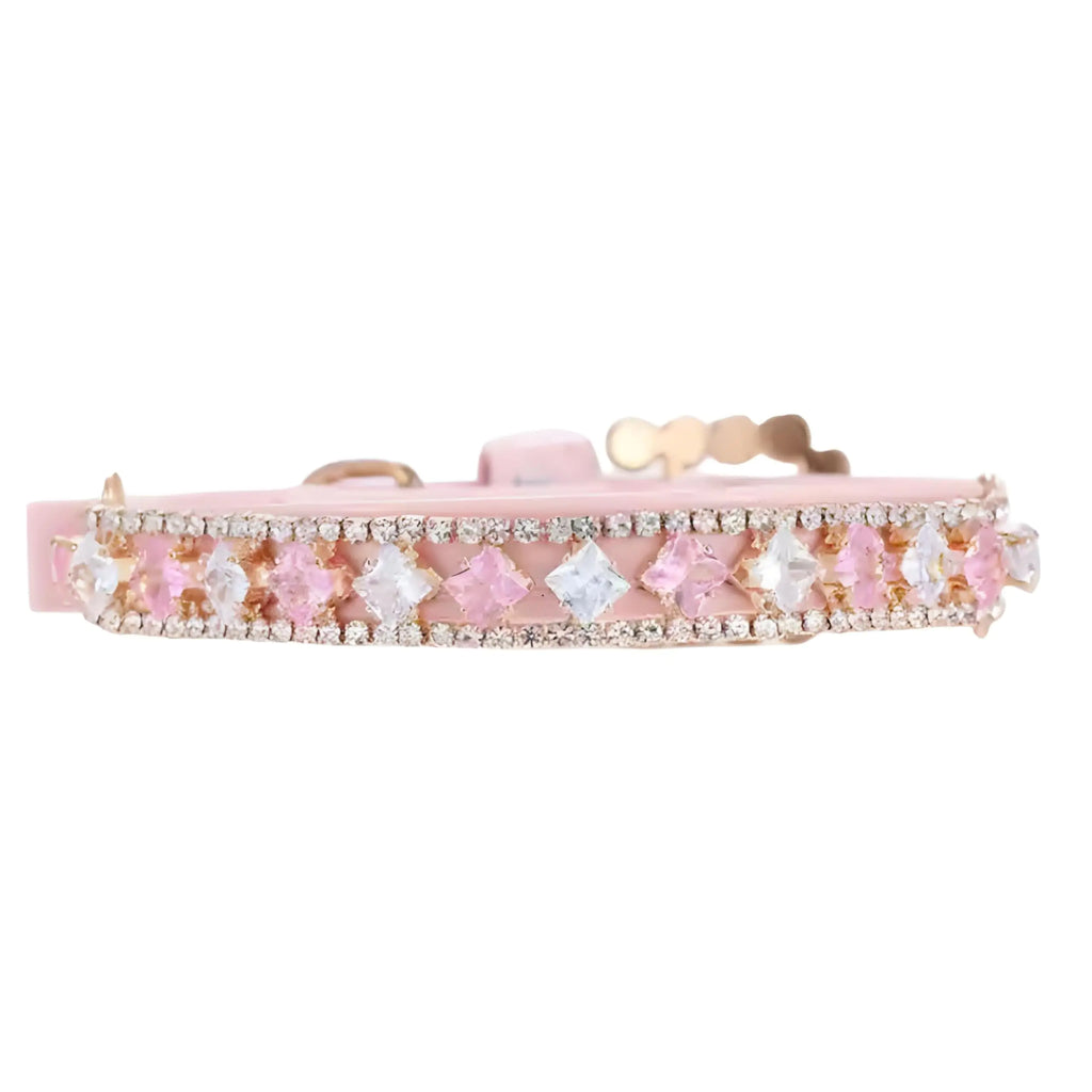 Pet Collar - Cute and Stylish Dog & Cat Collar for Small Dogs and Kittens Size S-XS Adjustable (Pink Crystal)